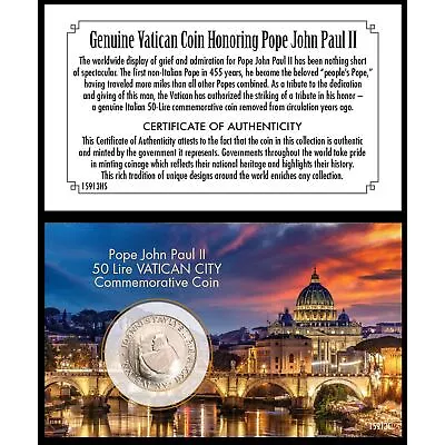 Pope John Paul II Coin | Genuine 50 Lire Commemorative Coin | Vatican City | • $9.95