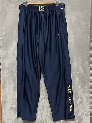 Michigan Wolverines Pants Mens Large Blue Nike Team Snap Button Swoosh Y2K Style • $29.95