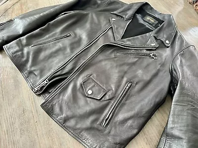 Buck Mason Black Leather Motorcycle / Biker Jacket XL • $399