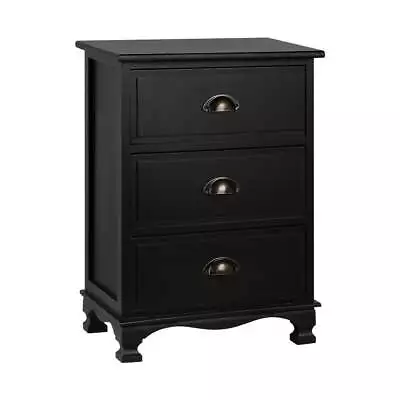 Artiss Vintage Bedside Table Chest Storage Cabinet Nightstand Black • $79.60