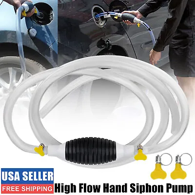 Siphone Hose Hand Pump Fuel Transfer Manual Petrol Line Water Oil Car Motorcycle • $10.48