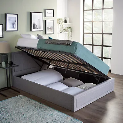 £346.98 • Buy Side Lift Ottoman Bed With Storage Bed Frame Single Double 4FT King & Mattress