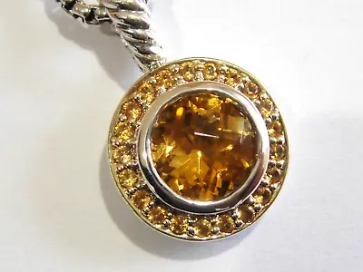 David Yurman 18k  Gold Ss Round Yellow Sapphire Citrine Necklace • $599.99