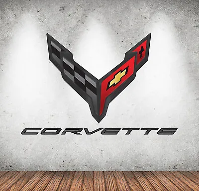 Corvette C8 Wall Decal Art Garage Logo Racing Car Vinyl Wall Sticker Decor NL64 • $24.90