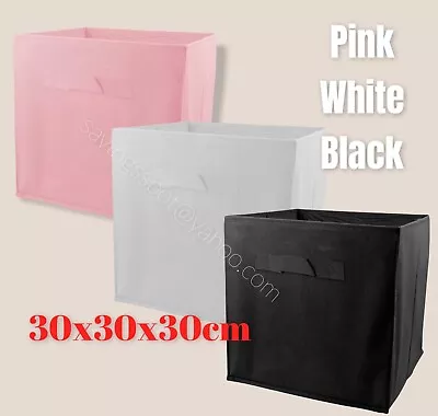 Square Non Woven Foldable Fabric Storage Box Cloth Bookcase Shelf 30x30x30cm • £5.99