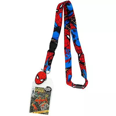 Marvel Spider-Man Lanyard With Sticker ID Badge Holder & PVC Head Charm Official • $9.99