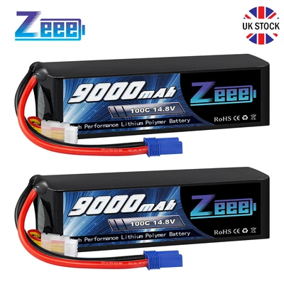 £169.99 • Buy 2x Zeee 14.8V 100C 9000mAh 4S Lipo Battery EC5 For RC Car Truck Boat Helicopter