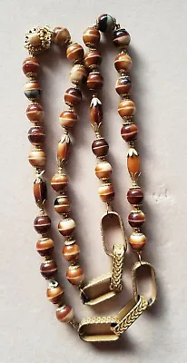 Vintage Unusual Early Miriam Haskell Caramel And White Crystal Long Necklace • $129.99