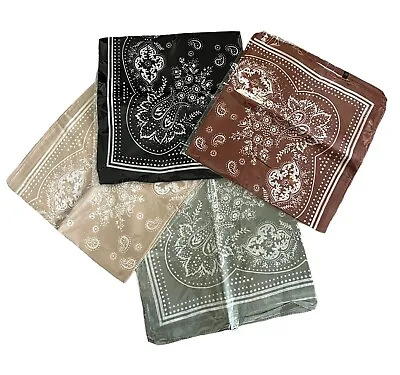 VANLINKER Vintage Bandannas (Lot Of 4) 27.5” Silk / Satin Head Scarf NEW • $11.95