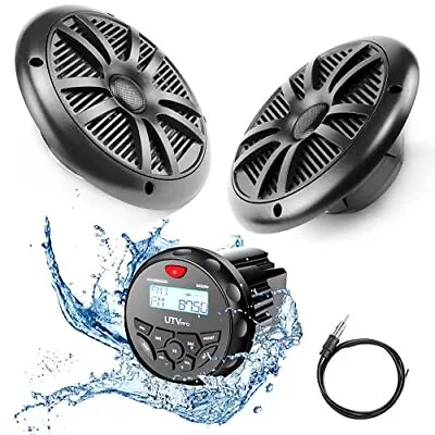 Marine Audio System Stereo Speaker Package Bluetooth MP3 USB AM FM Marine S... • $155.72