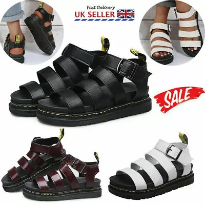£21.59 • Buy Ladies Chunky Sandals Thick Sole Strappy Gladiator Vintage Retro Platforms Goth