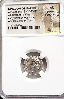Macedon Alexander III Drachm NGC AU 5/5 Ancient Silver Coin • $550