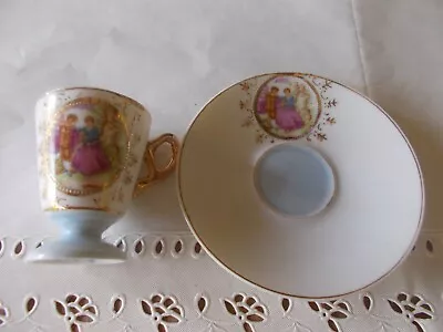 Mini Tea Cup & Saucer Romantic Couple Set In Rich Gold Paint • $25