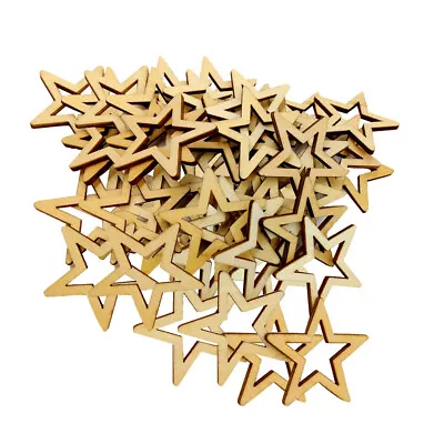 £4.69 • Buy 50 Pieces Hollow Star Shapes Embellishments Wood Decoration Wooden Crafts For