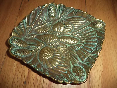 Vtg 1948 Virginia Metal Crafters Grouse - Pine Cones Dish Tray-4-9/ 1948 • $65