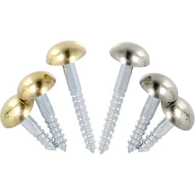£4.52 • Buy MIRROR SCREWS Dome Caps Covers Choose Finish Brass/Chrome & Size/Length Fixing