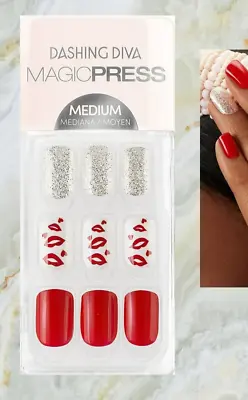 Dashing Diva Magic Press Nails Sealed Medium Full Set 30 Valentines Cupid's Kiss • £12.99
