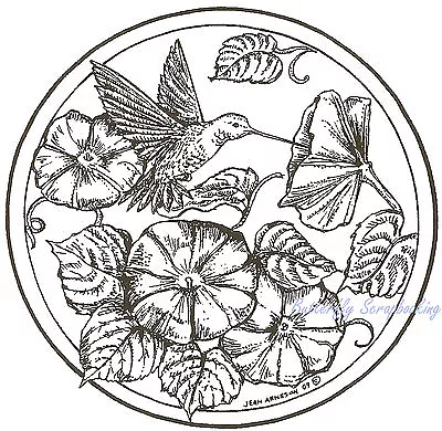 Hummingbird Morning Glory Circle Wood Mounted Rubber Stamp NORTHWOODS PP6921 New • $16.25