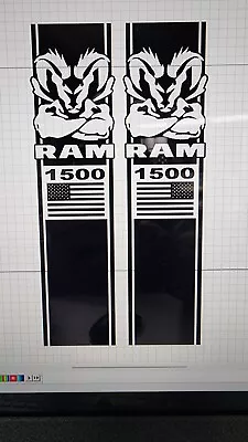  Muscle Ram FLAG Truck Bedstripe Graphic Decal .. Compatible With Dodge Ram 1500 • $36.50