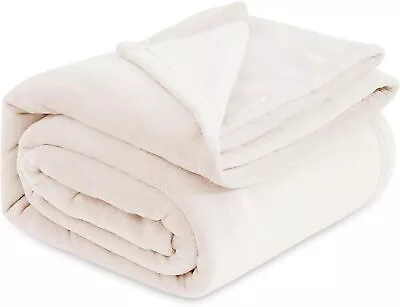 Cream Fleece Blanket Soft Lightweight Plush Fuzzy Cozy Luxury Microfiber • $52.50