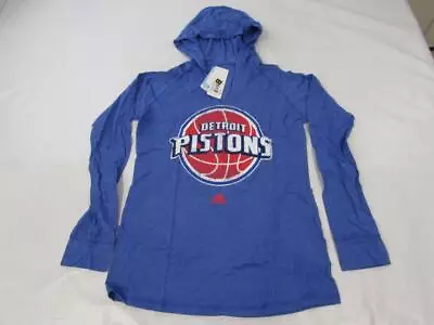 New Detroit Pistons Womens Sizes M-L Adidas Blue Long Sleeved Shirt W/ Hood $36 • $15.12