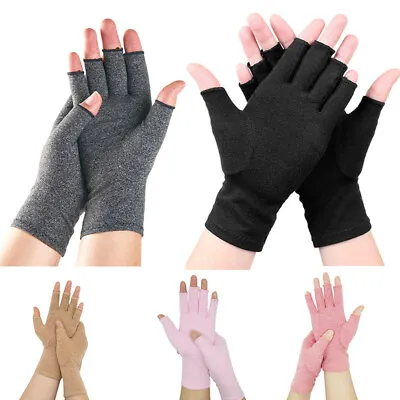 1/2Pairs Compression Gloves Anti Arthritis Fingerless Pain Relief Joint Support • £4.58