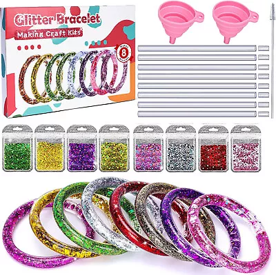 Girls Glitter Bracelet Making Accessory Creative Craft Bracelets Handmade Kits • £8.90