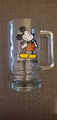 Vintage 1970s Disney  Mickey Mouse Clear Glass Stein Original Price Sticker • $30