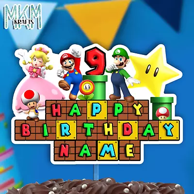 MARIO & LUIGI  *Card Cake Topper * Personalised  * Birthday *princess Peach * • £5.64