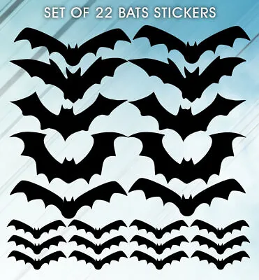 22 Halloween Stickers Bat Black Vinyl Window Decorations Spooky Party Kids Wall • £2.19