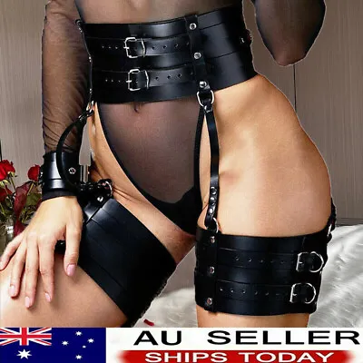 Gothic Leg Bondage Straps Women Sexy Leather Stockings Garter Harness Suspenders • $18.37