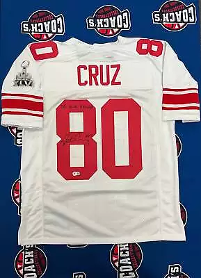 Victor Cruz Autographed CUSTOM White Road Jersey With SB XLVI Champs Inscr (Beck • $320.85