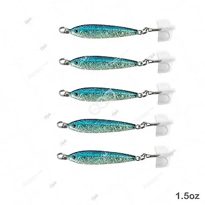 5pcs 1.5oz Fishing Mega Live Baits Metal Lures Luna Jig Holographic Blue NEW • $23.94
