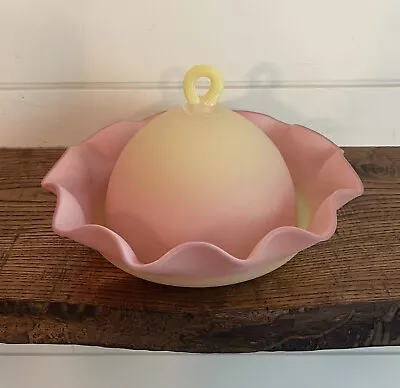 Mt. Washington Burmese Peachblow Matte Finish Covered Butter/Cheese Dish C. 1890 • $135