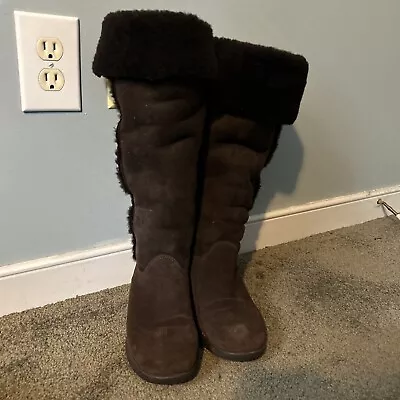 La Canadienne Brown Suede Shearling Lined Women's Boots Size 8 1/2 • $69.99