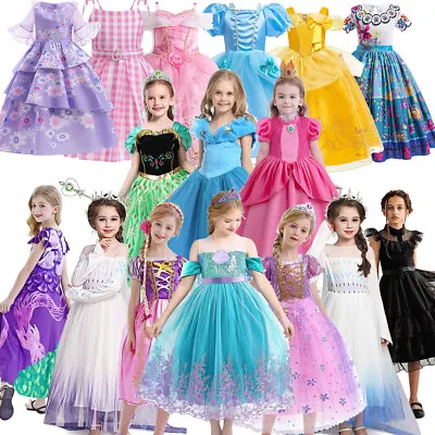 Girls Kids Cinderella Frozen Peach Elsa Fancy Dress Cosplay Party Fairy Costume • £7.99