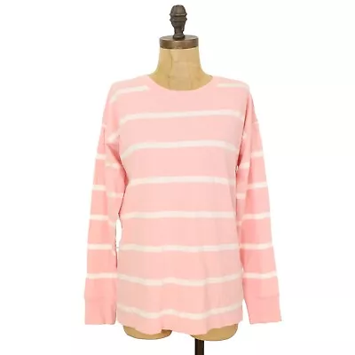 J.CREW Long Sleeve Striped Tee Size S Crew Neck Light Pink 100% Cotton NWT B16 • $34.99