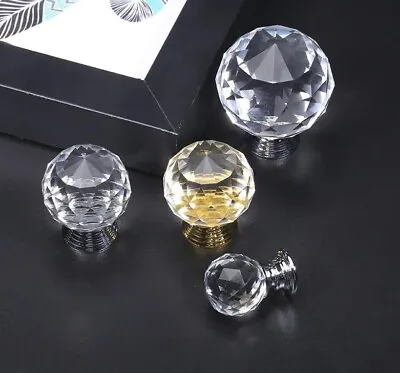 Round Diamond Crystal Glass Knobs Cupboard Pulls Colorful Drawer Knobs Handle • $17.79