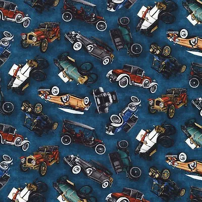 Classic Car Fabric BTY  Indigo On The Road  SRKD1988462 TheFabricEdge • $14.99