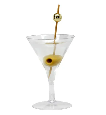 6 X 7oz PLASTIC MARTINI CUPS . . . . Wine Dessert Cocktail Disposable Reusable • £7.50