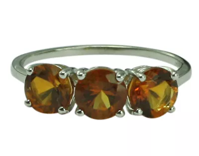 $48.08 • Buy Three Stone 925 Sterling Silver 1.63 Ctw Madeira Citrine Women Christmas Ring