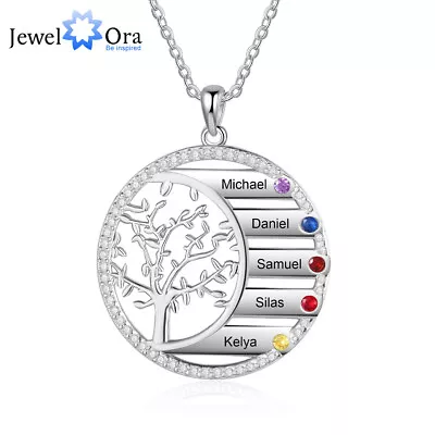 Personalize Family Necklace Tree Of Life 1-5 Kids Name Pendant For Women Grandma • $10.94