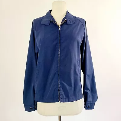 Vintage 50s 60s Nortex Gab Jacket Blue Light Harrington Bomber Ideal Zipper Lg • $65.99