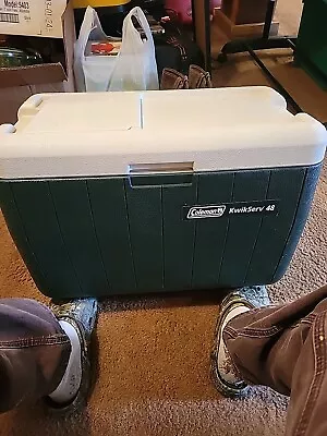 Vintage Coleman Cooler Green White KwikServ 48 • $30