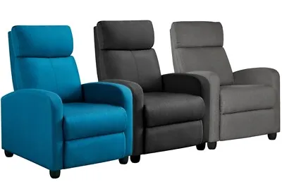Recliner Chair Sofa Adjustable Fabric Relining Armchair Living Room Home Theater • £109.99