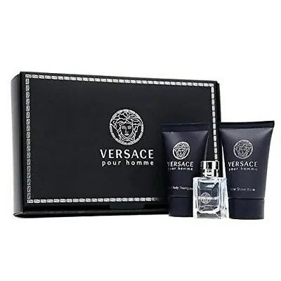 Versace Pour Homme 5 Ml EDT Spray Mens Cologne+ 25ml Shampoo + A/sh Mini SET NIB • $24.99