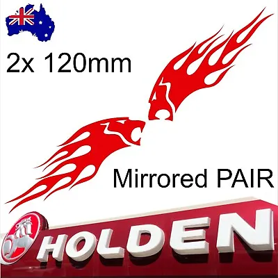 $6.90 • Buy Holden Lion Flames Sticker Decal HSV PAIR 2x CAR Ute 4x4 Vinyl 120mm - RED