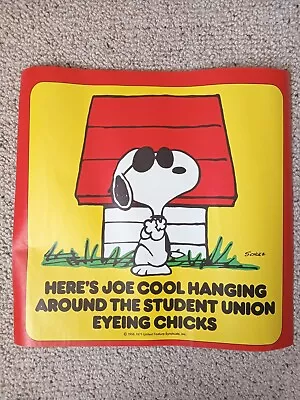 Vintage Early 1980's Snoopy/Joe Cool Poster 44 Cm X 46 Cm Peanuts Schulz • £0.99