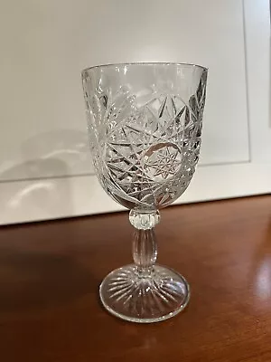 Vintage Libbey Hobstar Clear Glass Starburst Wine Water Goblet 7 H • $7.99