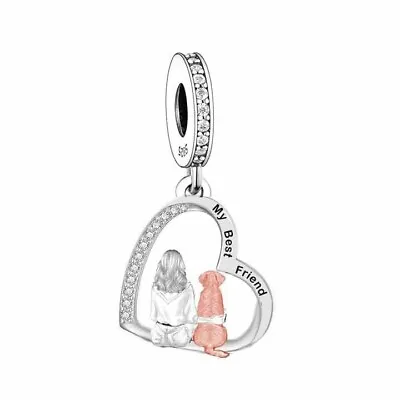 Dog Girl Charm 💖 My Best Friend Genuine 925 Sterling Silver Heart Memorial  • £16.99